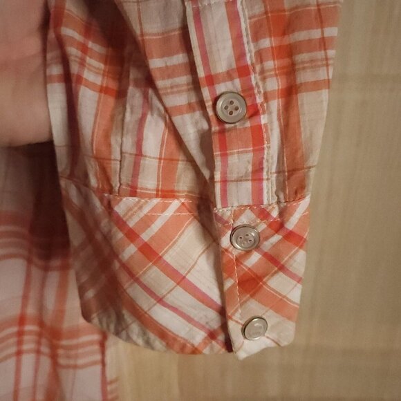 Maurices Pink Orange Plaid Lightweight Western Snap Down Shirt XXL - Picture 3 of 7